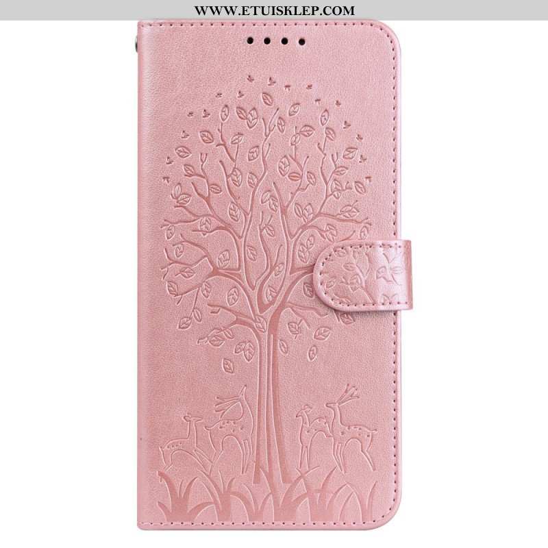 Etui Folio do Samsung Galaxy S22 5G Drzewo I Jeleń